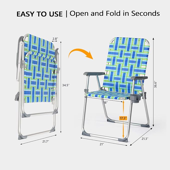 VINGLI Aluminum Patio Lawn Chairs Folding Set of 2 - Image 7