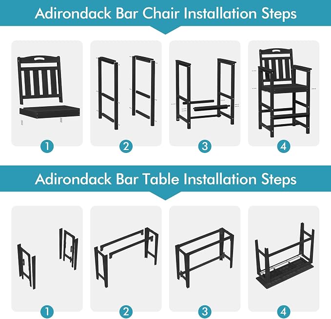 Ciokea 3 Pcs Outdoor Bar Height Table Set, Heavy-Duty All-Weather HDPE Patio - Image 9