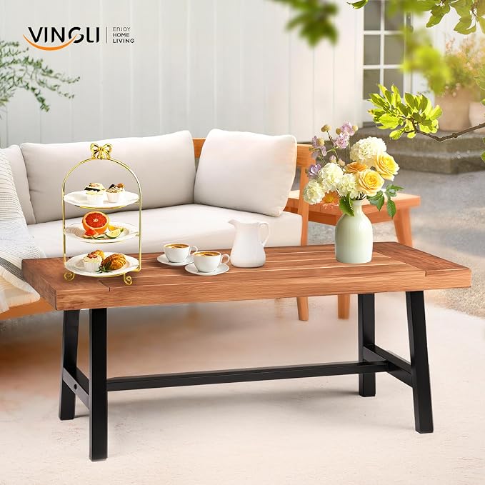 VINGLI Outdoor Wooden Coffee Table - Image 2