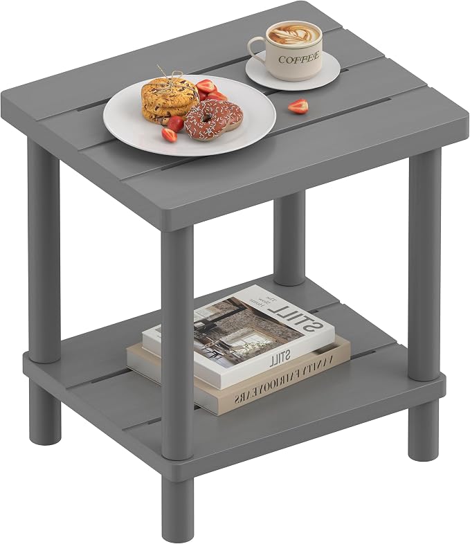 Outdoor Side Table, 2-Tier Small Outdoor Table by LEJANEOYE