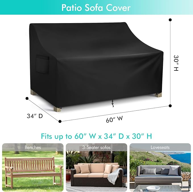 WLEAFJ Patio Sofa Cover Waterproof, 2-Seater Patio Loveseat Cover, Heavy Duty - Image 2