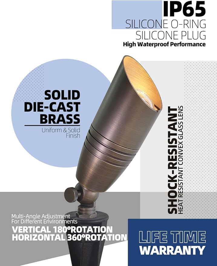 MALORY Brass Landscape Spotlights 12-Pack - Image 3