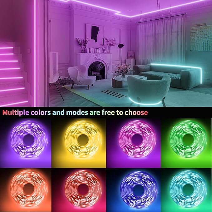 KSIPZE 32.8ft Led Strip Lights RGB Music Sync Color Changing Bluetooth Led - Image 6