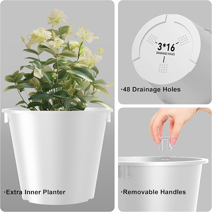 Kante Tall Round Planter Set of 2, 18 Inch Tall Decorative Planter Pots - Image 7