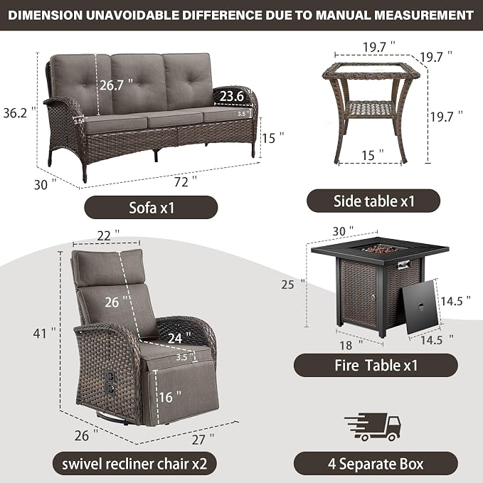 Belord 5 Piece Wicker Patio Furniture Set - Image 2