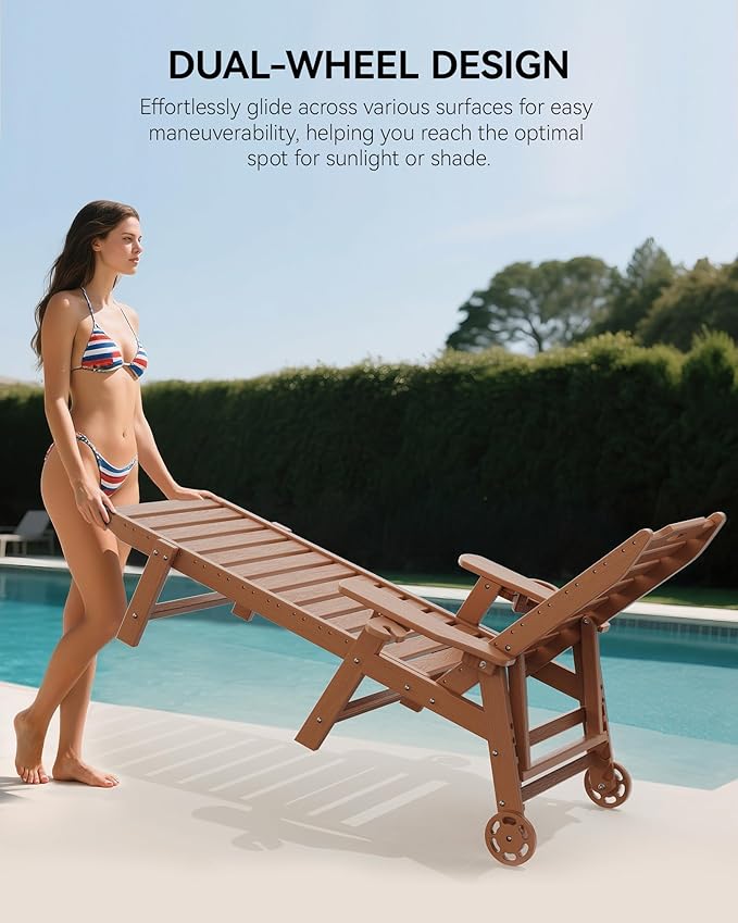 Carauci Lounge Chair Outdoor, HDPE Chaise Lounge - Image 4
