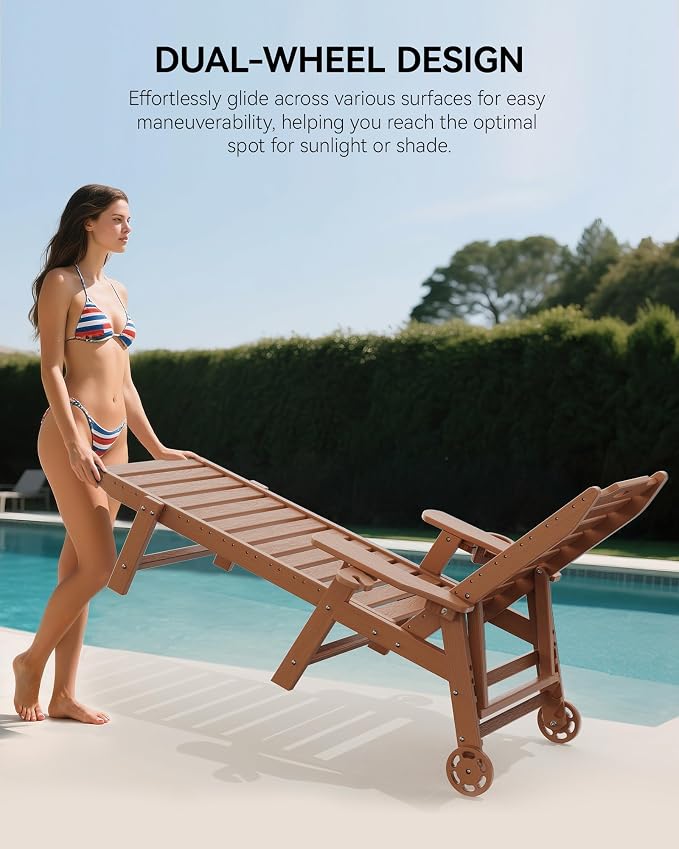 Carauci Lounge Chair Outdoor Set of 4, HDPE Chaise Lounge - Image 6