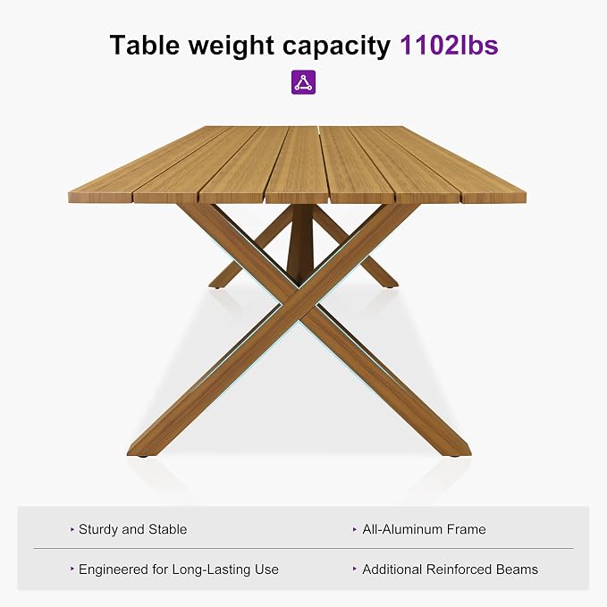 PURPLE LEAF Outdoor Dining Set for 6 All-Weather Aluminum 7 Piece Outdoor Patio - Image 7