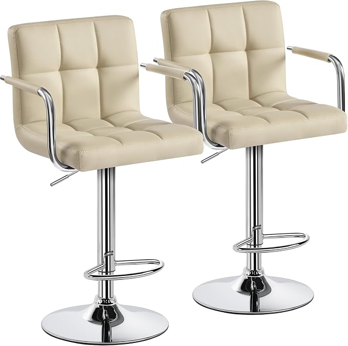 Yaheetech Bar Stools Set of 2, PU Leather Adjustable Swivel Barstools, by Yaheetech