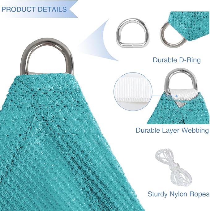 E&K Sunrise 28' x 28' x 28' Sun Shade Sail Triangle Canopy Shade Cover UV Block - Image 4