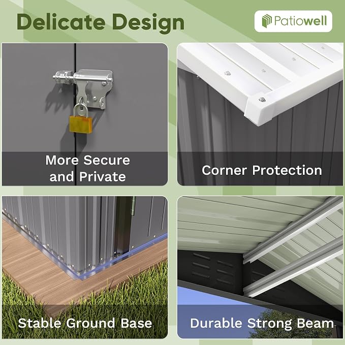 Patiowell 6x4 FT Outdoor Storage Shed, Water-Resistance Metal Outdoor Sheds - Image 6