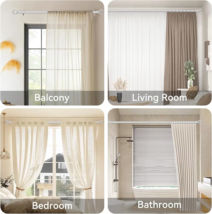 Silver Curtain Rods for Windows 28 to 48 Inch, 5/8" Diameter Heavy Duty Metal - Image 6