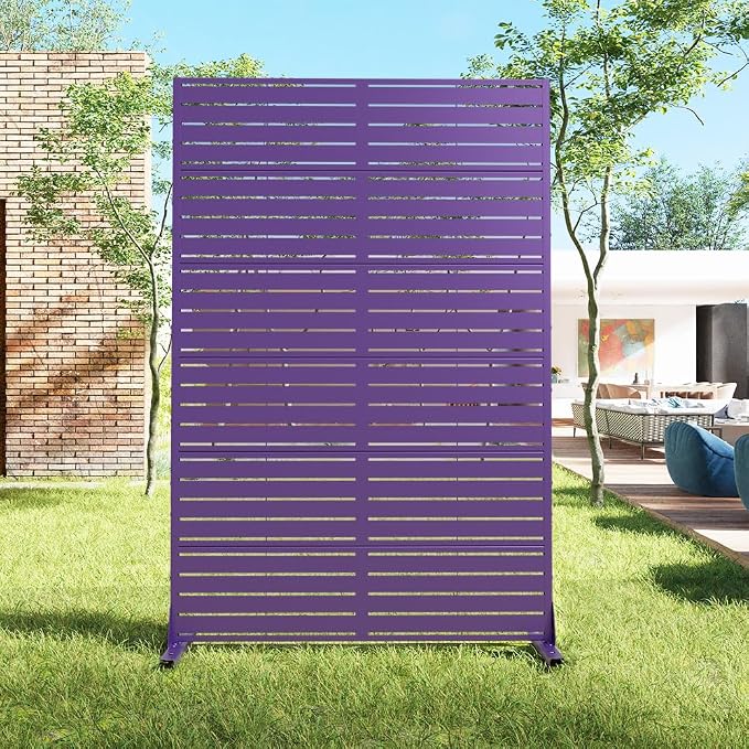 Casaphoria Metal Privacy Screen Outdoor, Dark Purple-Louvered by Casaphoria