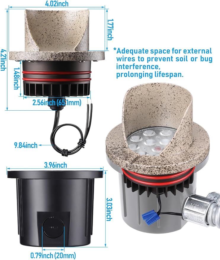 LEONLITE Dia. 4 Inch Well Lights Landscape LED In Ground, Shielded Top - Image 7