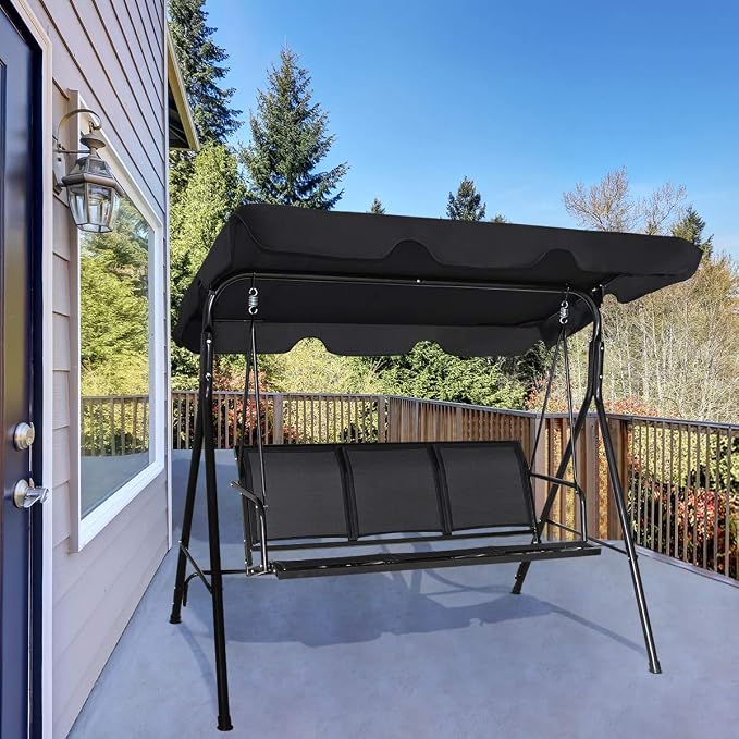 TANGKULA 3 Person Patio Swing, Steel Frame - Image 4