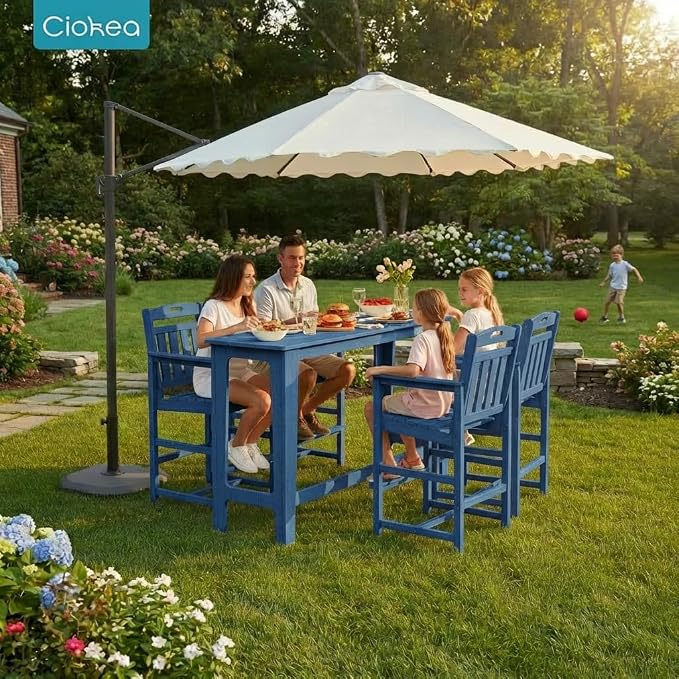 Ciokea Outdoor Bar Height Table Set of 5, Heavy-Duty All-Weather HDPE Patio Bar - Image 2