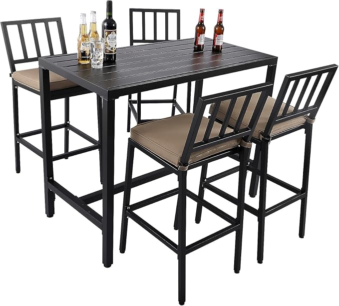 Outdoor Patio Bar Set, Bar Height Patio Dining Set, Weather-Resistant Bistro by Sumshadow
