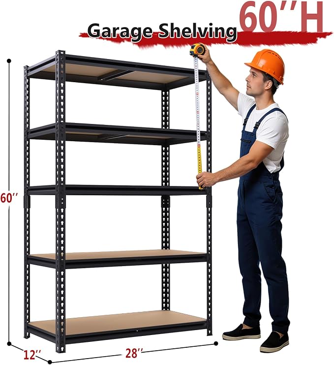 Heavy Duty Garage Shelving, 5-Tier Metal Storage Shelves, 2400LBS Shelving Unit - Image 3