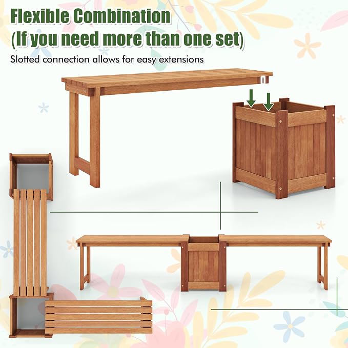 Giantex 2-in-1 Outdoor Bench - Image 6