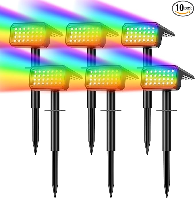 Solar Spot Lights Outdoor Color Changing, 7 Modes Auto On/Off Solar Landscape by Flaow