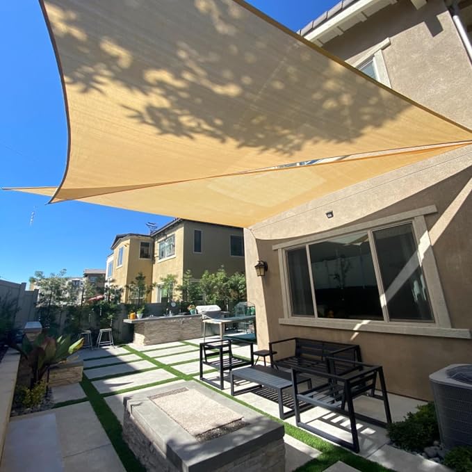 SUNLAX Sun Shade Sail SS-114 18' x 18' x 18' Sand Triangle Canopy Sail Shade by SUNLAX
