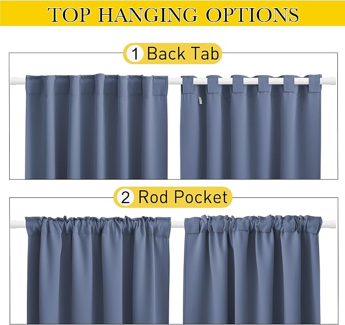 NICETOWN 2 Panels Outdoor Curtains Waterproof Pocket & Back Tab on Top & Bottom - Image 3
