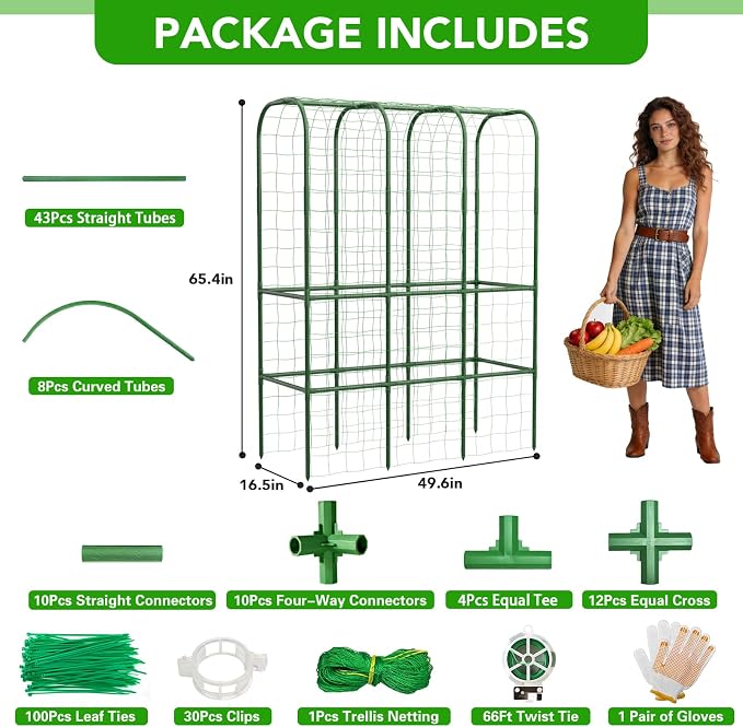 65" Tall Cucumber Trellis for Raised Bed, Garden Trellis for Climbing Plants - Image 5