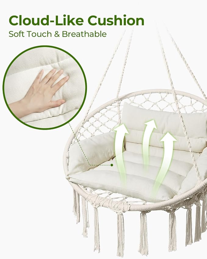 Greenstell Hammock Chair, Macrame Swing Chair - Image 3