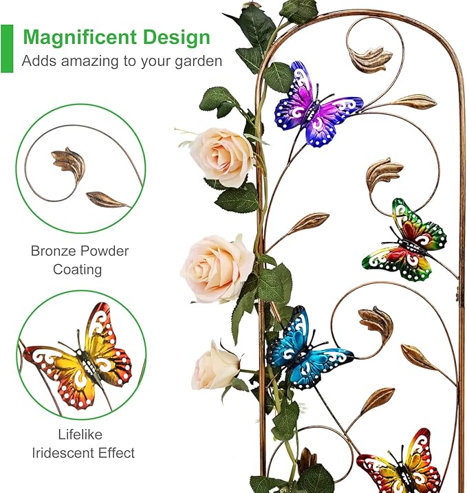 SUNNYPARK Set of 2 Butterfly Metal Garden Trellis - Image 3
