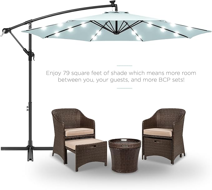 Best Choice Products 10ft Solar LED Offset Cantilever Hanging Market Patio - Image 2
