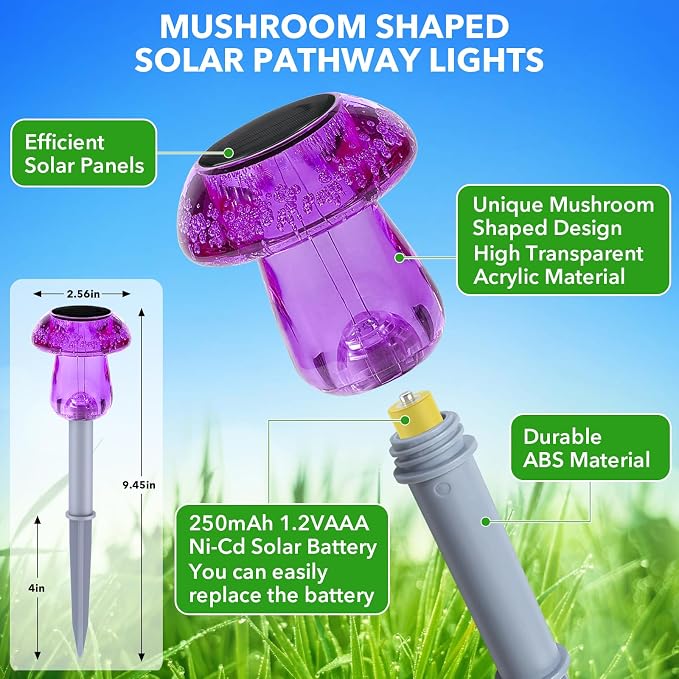 Solar Lights Outdoor, 16 Pack Mushroom Lights Outside Waterproof, Solar Powered - Image 2