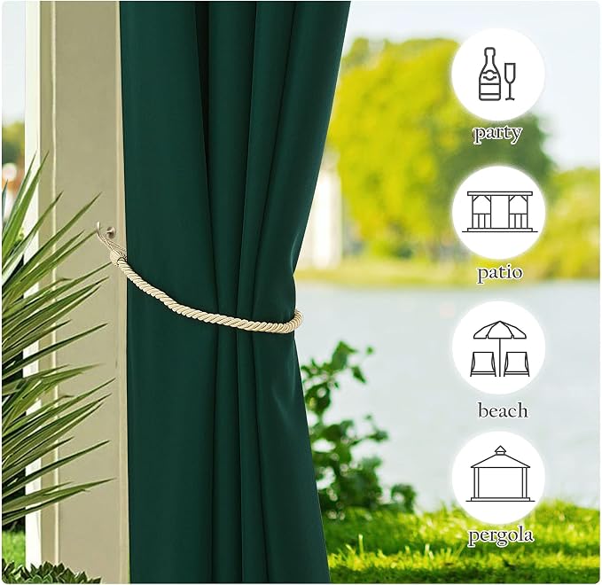 NICETOWN Canvas Patio Curtains Outdoor Waterproof 2 Panels, Rustproof Top & - Image 4