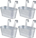 OBTANIM 4 Pack Metal Hanging Flower Pots Iron Railing Planter Outdoor Fence by OBTANIM