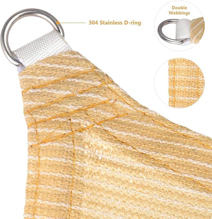 Eden's Decor Straight Flat-Edged Sun Shade Sail Rectangular 14' x 21' Beige - Image 2