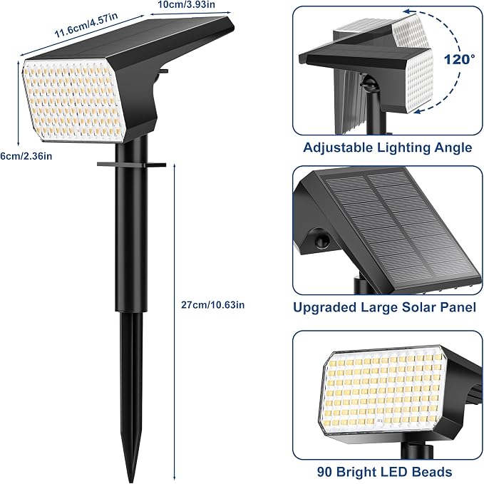 LANSOW 12 Pack Solar Spot Lights Outdoor Waterproof IP67, Solar Landscape - Image 8