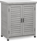 Outdoor Potting Bench with Storage Cabinet and Metal Top, Wood Workstation by Wood-Natrl