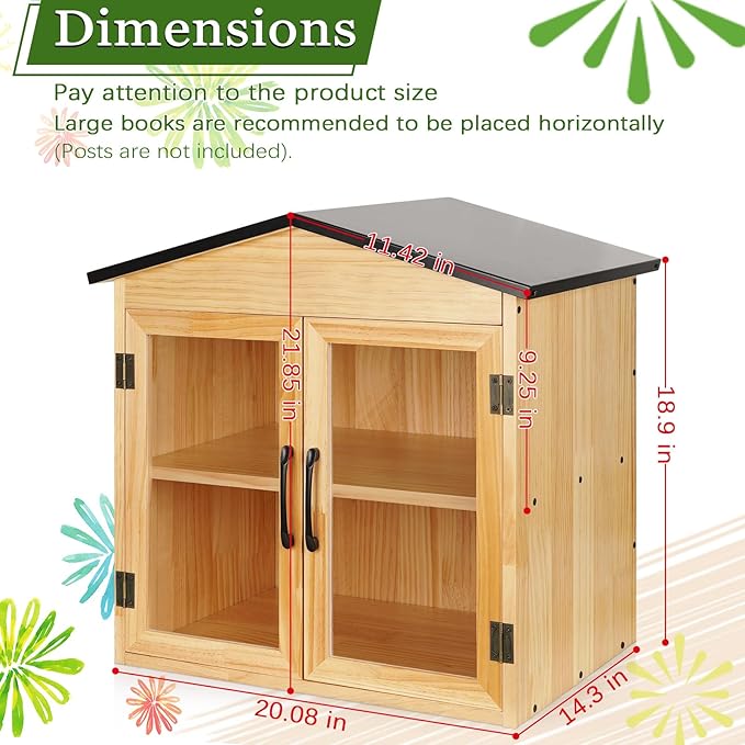 Outdoor Library Outdoor Book Box Storage Small Wooden Cabinet Little Literature - Image 2