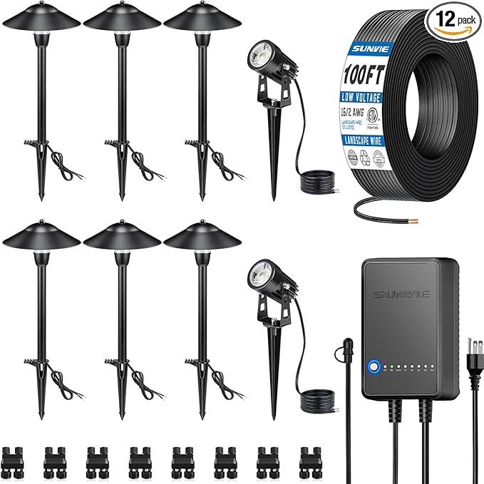 SUNVIE All-in-One LED Low Voltage Landscape Lighting Kit 6 Pathway Lights 2 by SUNVIE