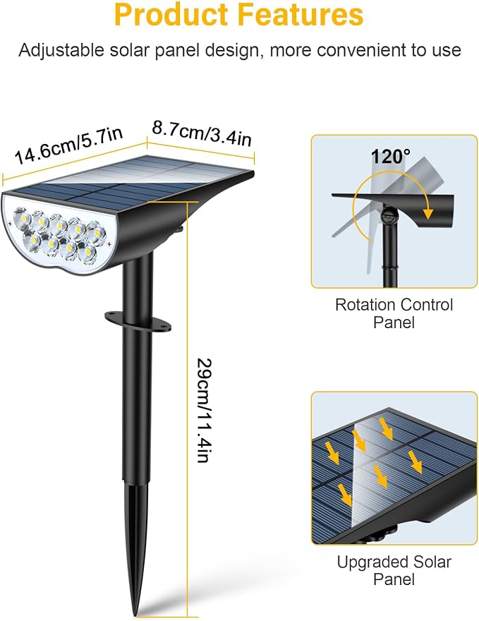 BAXIA TECHNOLOGY Solar Spotlights Outdoor Waterproof, 3 Lighting Modes Spot - Image 6
