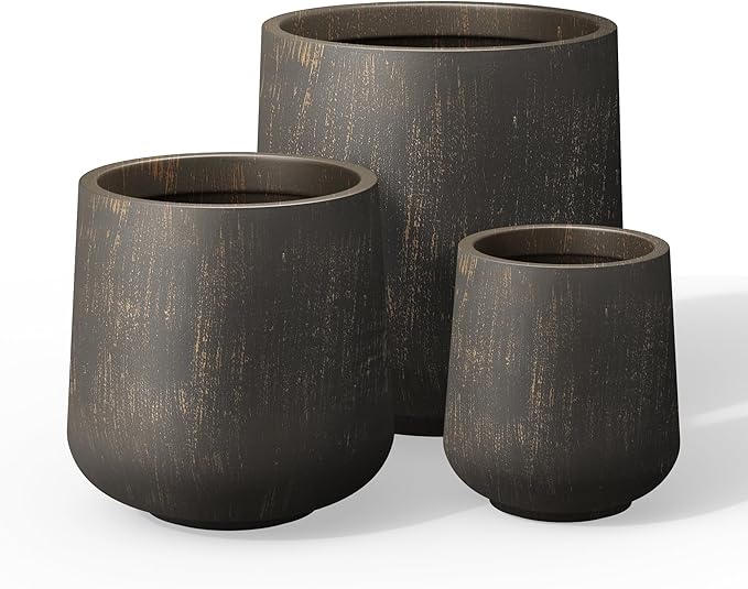 Kante 15.3"+11.6"+8.2" Dia Round Concrete Planter, Large Outdoor Indoor Planter by Kante