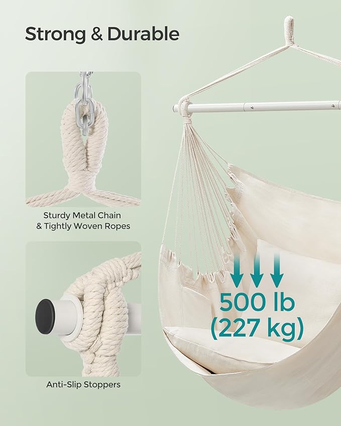 SONGMICS Hammock Chair, Load Capacity 500 lb, Hanging Chair - Image 4