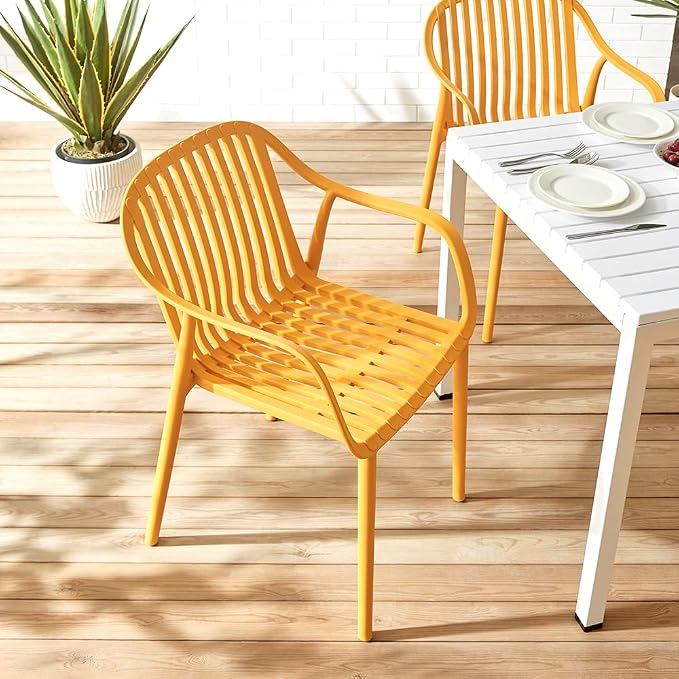Modern Stackable Outdoor & Indoor Plastic Dining Chairs Set, Armchairs Set - Image 3