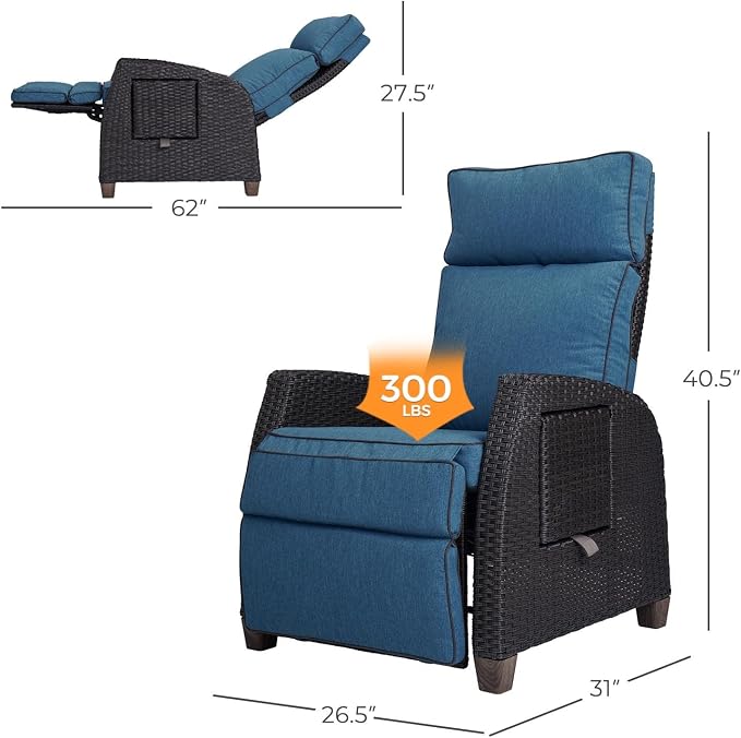 Grand patio Outdoor Recliner Chair Patio 150° Lay Flat Recliner - Image 2