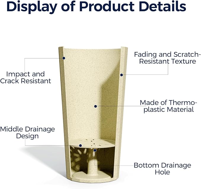 23.6" H Tall Planters for Outdoor Plants, 2 Pack Large Outdoor Planters for - Image 4
