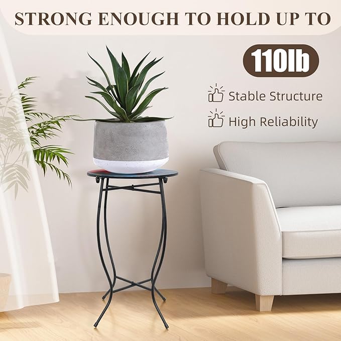 Small Outdoor Table, 21 Inch Heigh Weather Resistant Metal Round Outdoor Indoor - Image 4