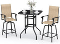 3-Piece Patio Bar Set with Textilene Swivel Bar Stools, All-Weather Bar Height by BUPPLEE