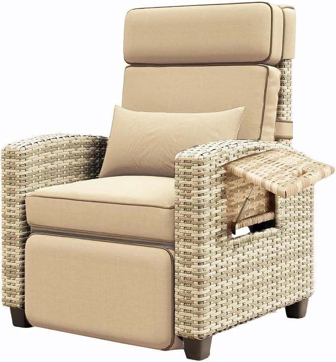 Garvee Outdoor Recliner Chair, 145° Adjustable Backrest & Footrest Lounge Chair by Garvee
