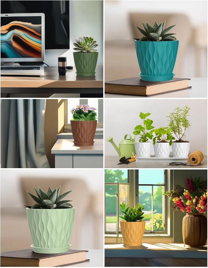 4 Inch Plant Pots, 6 Pack Indoor Flower Pots, Planters - Image 7
