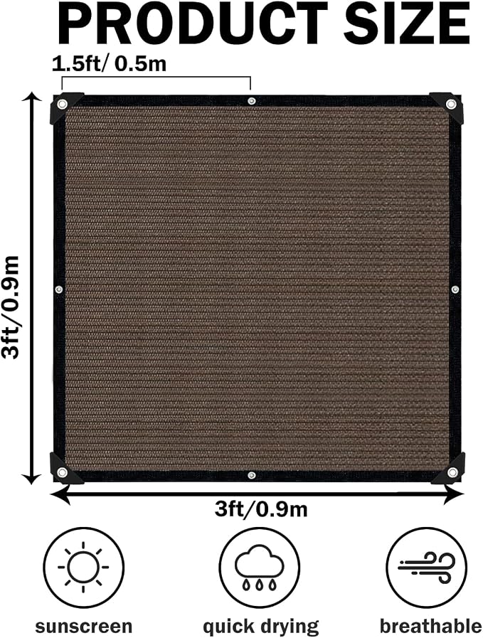 Sun Shade Cloth with Grommets, 90% UV Protection Shade Fabric, Pergola Shade - Image 2
