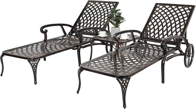 VINGLI Cast Aluminum Outdoor Chaise Lounge Chair - Image 8